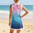 thumbnail image 4 of UDAUDU Women's Summer 2 Piece Outfits Gradient Vacation Sleeveless Crew Neck Pullover Tops Lounge Set Casual Shorts Matching Shorts with Pocket Blue L, 4 of 7
