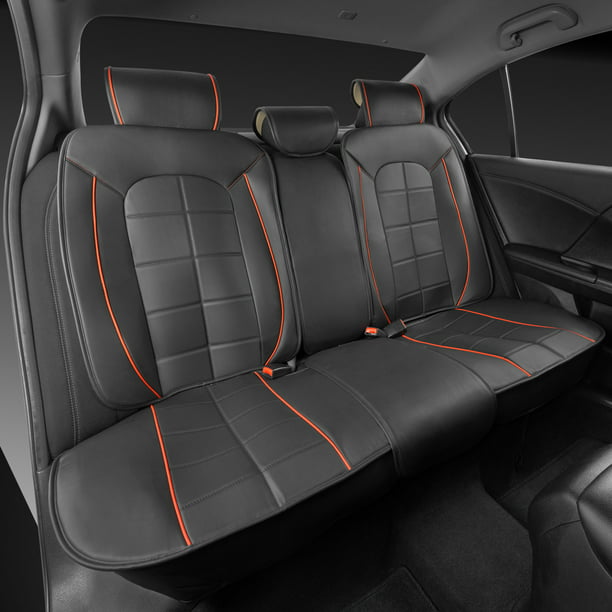 Motor Trend Premium Faux Leather Rear Bench Car Seat Cover Orange Universal Fit For Truck Van And Suv Com - Motor Trend Sport Faux Leather Car Seat Covers
