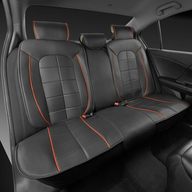 Motor Trend Premium Faux Leather Rear Bench Car Seat Cover Orange Universal Fit For Truck Van And Suv Com - Motor Trend Sport Faux Leather Car Seat Covers Motor Trend Premium Faux Leather Rear Bench Car Seat Cover Orange Universal Fit For Truck Van And Suv Com - Motor Trend Sport Faux Leather Car Seat Covers