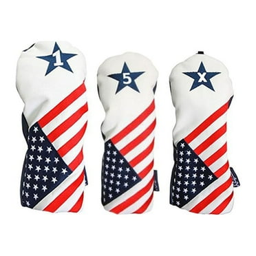 USA 1 5 X Headcover Patriot Golf Vintage Retro U.S.A Leather Style Patriotic Driver Fairway Wood Head Cover