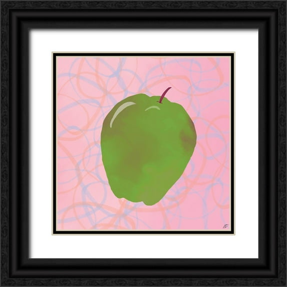 Lee, Judson 26x26 Black Ornate Wood Framed with Double Matting Museum Art Print Titled - Green Apple