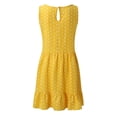thumbnail image 5 of Wirdiell Women Dresses Fashion Round Neck Sleeveless Polka Dot Loose Large Swing Ruffle Beach Dress Sundresses Yellow XXL, 5 of 5