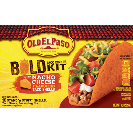 Old El Paso Stand 'N Stuff Bold Nacho Cheese Flavored Taco Dinner Kit, 9.5 oz.