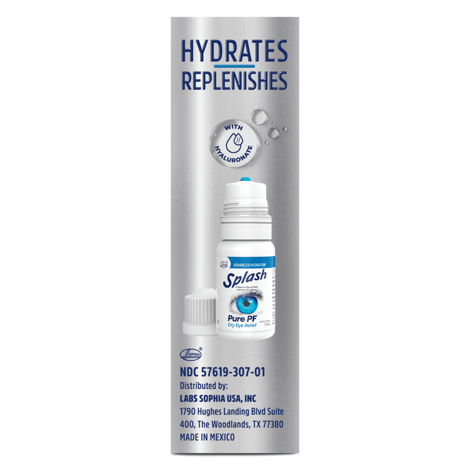 Splash Pure PF Preservative-Free Lubricating Eye Drops for Dry Eyes, Advanced Hydration with Hyaluronate, Smooth, Comfortable Feel, Multi-Dose Bottle, 0.34 Fl Oz