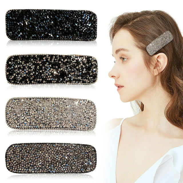 Coofit 4 Pcs Pince à Cheveux pour Femmes Décoration en Strass Épingle à Cheveux Barrette Accessoires pour Cheveux