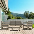 thumbnail image 3 of Mykonos 4 Person Taupe Lounge Set with Acrylic Fabric Taupe Cushions, 3 of 3