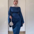 thumbnail image 5 of Vestidos largos estilo Arabia Saudita para mujer 2024 nuevos vestidos de noche musulmanes elegantes de manga larga Abaya manga grande acampanada, 5 of 5