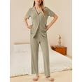 thumbnail image 5 of Avidlove Women's Pajama Sets Rib Knit Button Down Lounge Set Short Sleeve Top and Long Pants Two Piece Matching Pjs Sleepwear with Pocket, 5 of 8