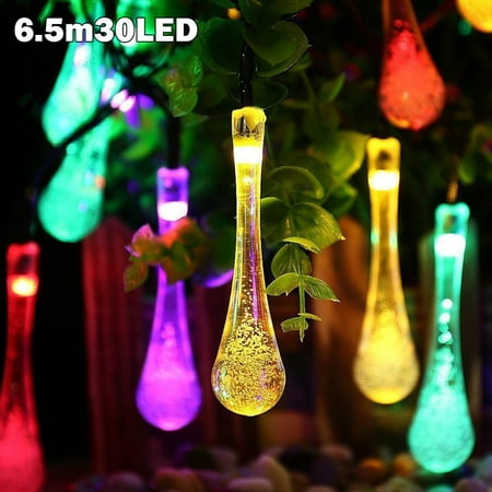 

Geege Solar String Lights Raindrop Teardrop Party Fairy Light Garden Outdoor 6.5m 30LED