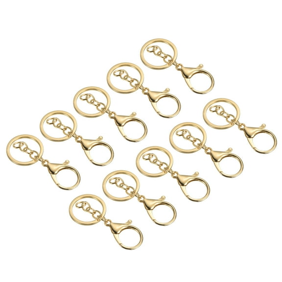Uxcell Key Chain Rings Lobster Claw Clasps Keychain Holder for Arts, Gold 10 Pack