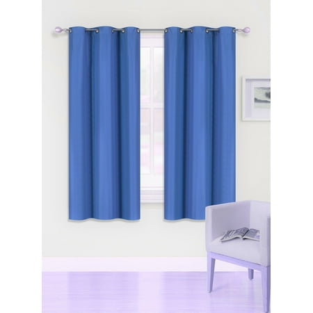 (SSS) 2-PC Royal Blue Solid Blackout Room Darkening Panel Curtain Set, Two (2) Window Treatments of 37" Wide x 63" Length Each Panel
