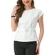 thumbnail image 1 of INSPIRAR CHIC Blusa Elegante de Manga Corta para Mujeres con Cuello Barco, Tops de Peplum con Cinturón para Oficina, L Blanco, 1 of 6