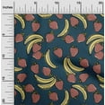 thumbnail image 1 of oneOone Georgette Viscose Teal Blue Fabric Banana & Strawberry Fruits Sewing Fabric By The Yard Printed Diy Clothing Sewing Supplies 42 Inch Wide, 1 of 1
