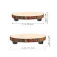 thumbnail image 2 of Raindrops Set of 2 Brown Wooden Plant Stands, Round Pedestal Shelves for Indoor and Outdoor Decorative Display, 2 of 8