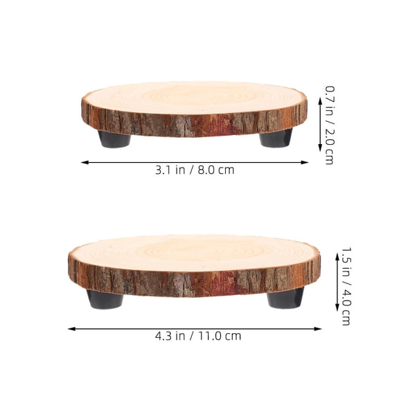 Homoyoyo 2Pcs Wooden Plant Stands Brown Round Pedestal for Home Decor Wedding Centerpieces