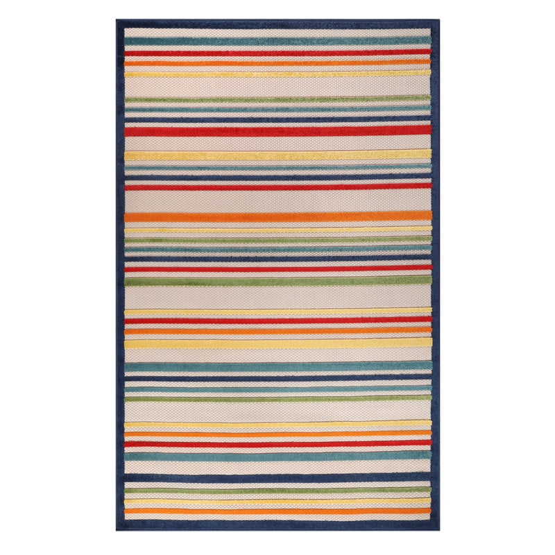Superior Eastyn Stripe Indoor/Outdoor Area Rug, 3' x 5', Cream