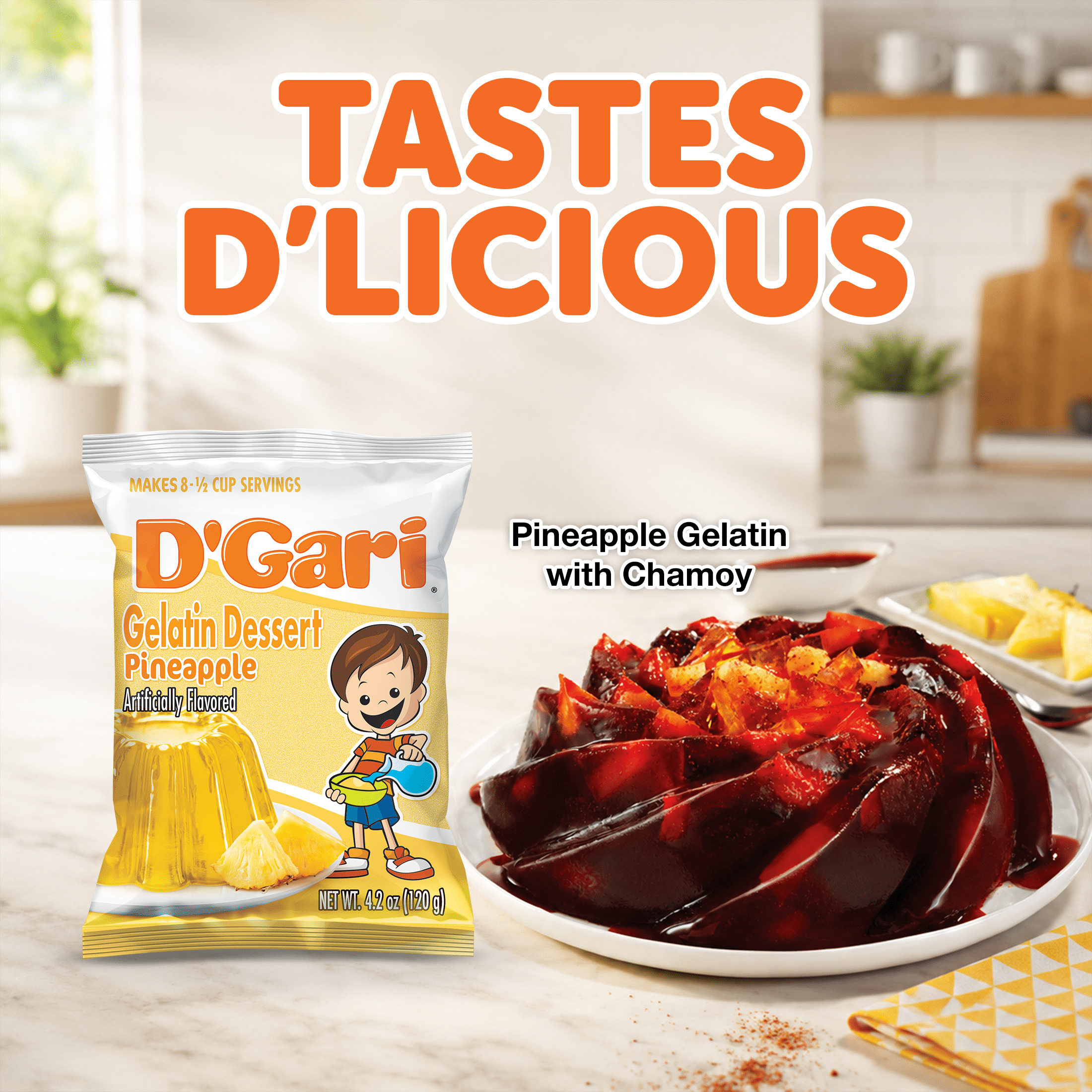D'Gari Pineapple Gelatin Dessert, 4.2 oz