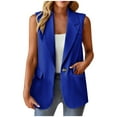 thumbnail image 2 of Meichang 2024 Summer Sleeveless Blazer Jackets for Women Lightweight Casual Open Front Single Button Blazer Vest Solid Lapel Collar Work Office Vest Tops with Pockets Blue L, 2 of 6