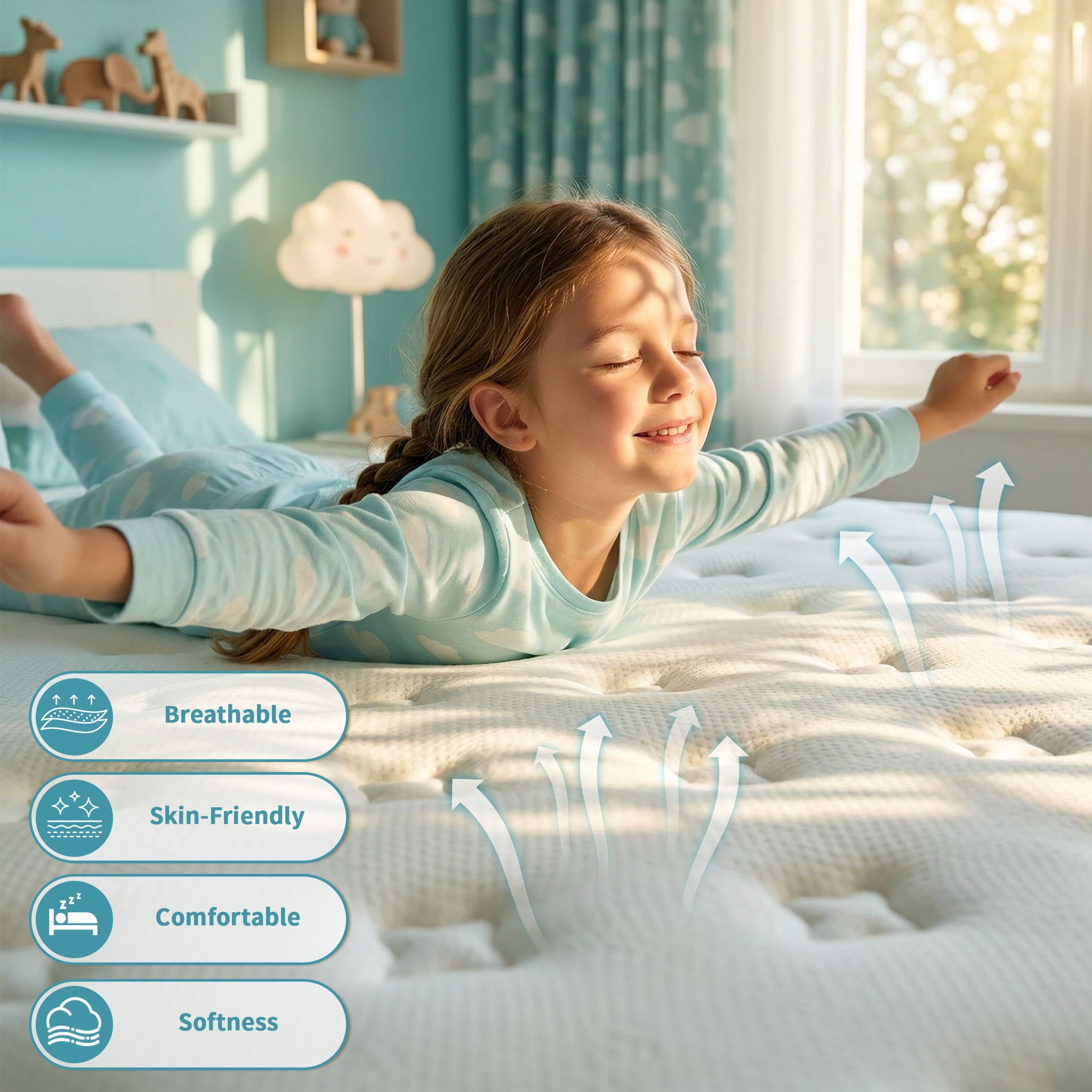 10 Inch Twin Size Hybrid Mattress with Cooling Gel Memory Foam and Pocket Springs Medium Firm Support CertiPUR US Certified Fiberglass Free Motion Isolation Pressure Relief Back Pain Relief