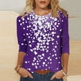 thumbnail image 6 of Zwiiyzr Women's T-Shirt 3/4 Short Sleeve Loose Elastic Printing Blouse N-Purple (XL), 6 of 6