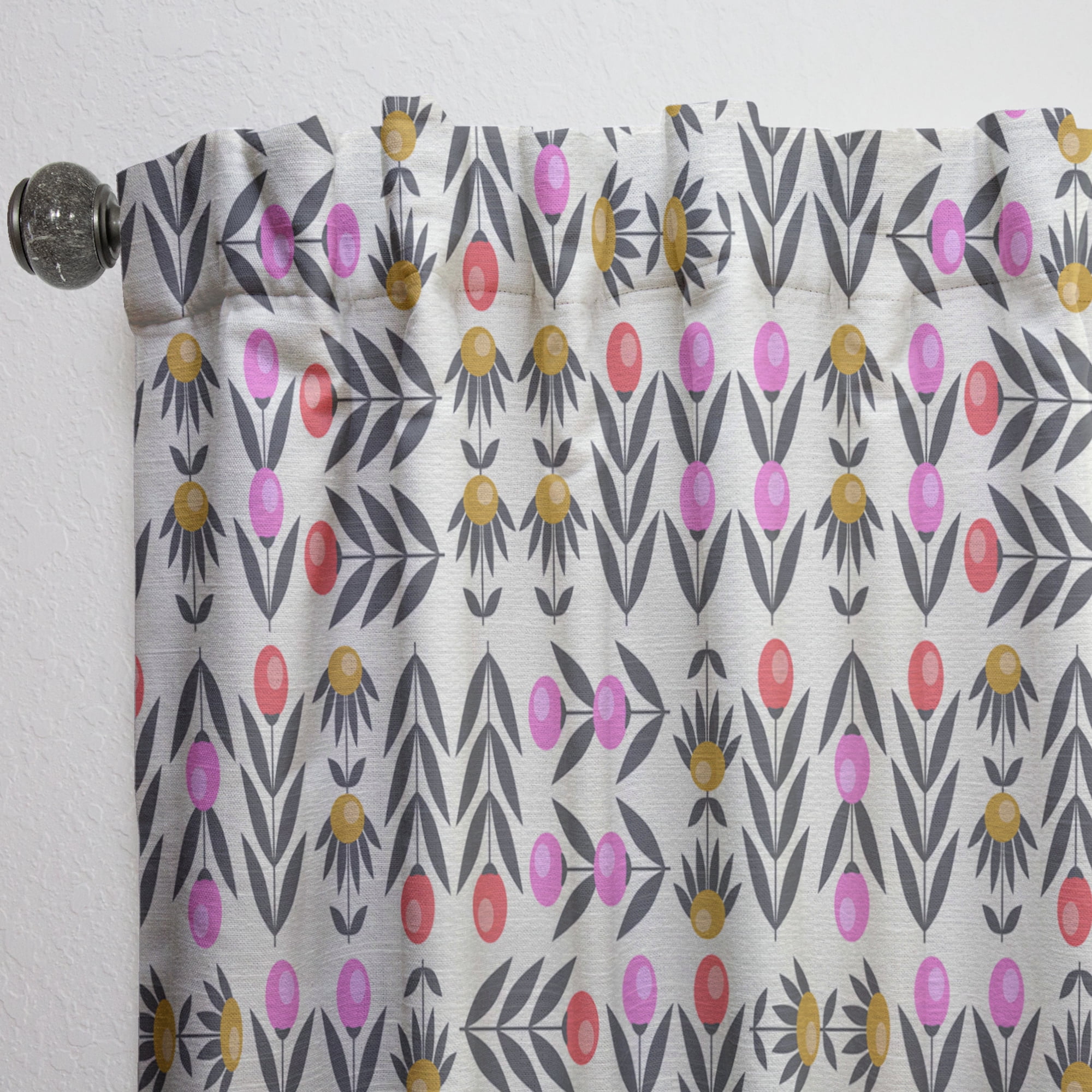Designart 'Abstract Retro Floral Design XI' Mid-Century Modern Curtain Panel