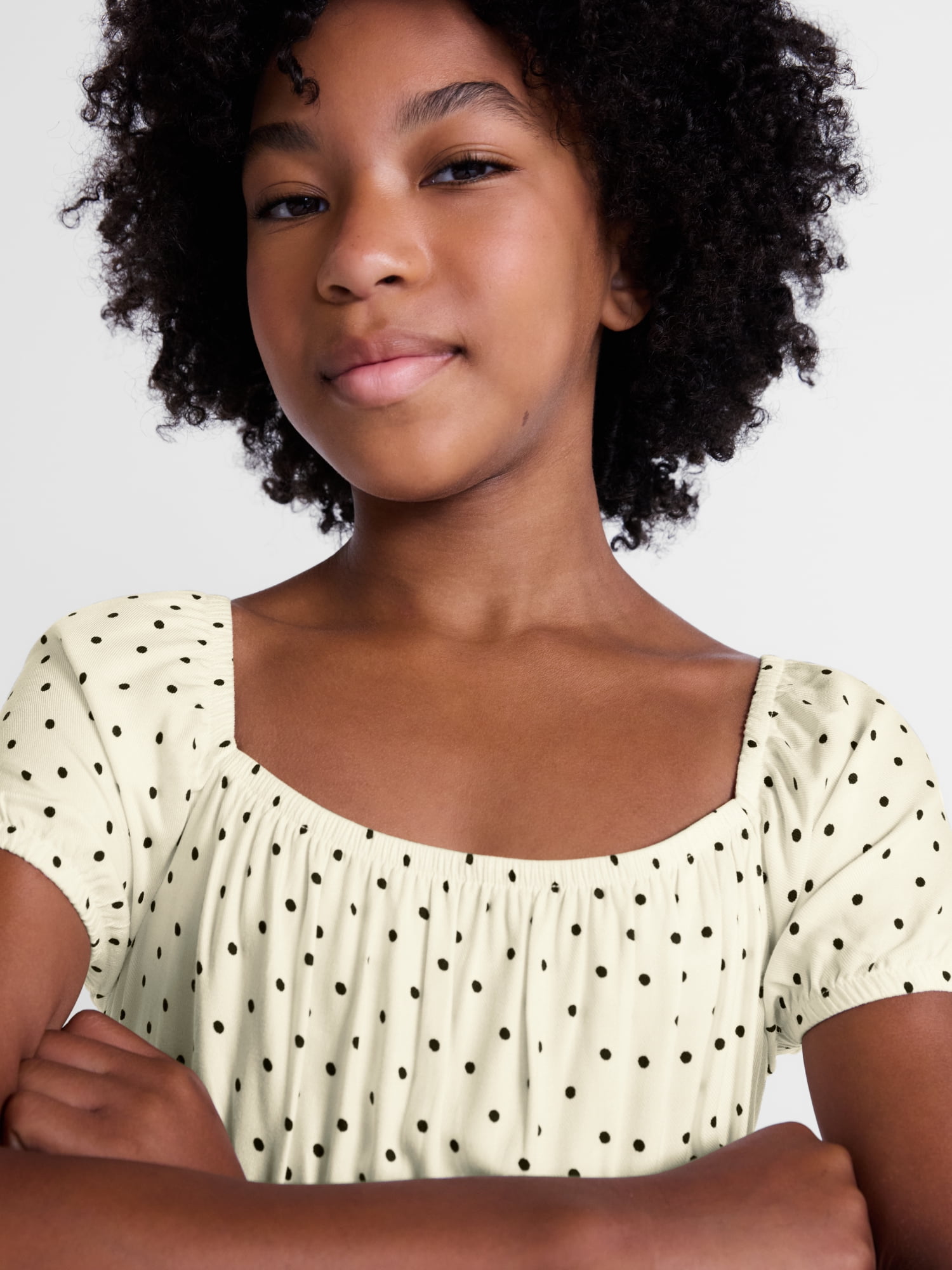 Weekend Academy Girls Square Neck Dress with Puff Sleeves, Sizes 4-18
