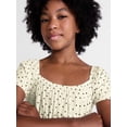 thumbnail image 4 of Weekend Academy Girls Square Neck Dress with Puff Sleeves, Sizes 4-18, 4 of 5
