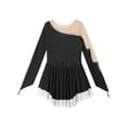 thumbnail image 4 of YIZYIF Kids Girls Long Sleeve Shiny Rhinestone Skating Dance Dress Gymnastic Competition Leotard Black 14, 4 of 5