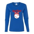 thumbnail image 2 of Wild Bobby, Cute Baseball Mom Ribbon Gift, Mother's Day, Women Graphic Long Sleeve T-Shirt, Royal, X-Large, 2 of 3