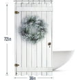 thumbnail image 3 of Stall White Barn Door Christmas Bathroom Shower Curtain 36W by 71H Inch Half Rustic Farmhouse Wooden Vintage Wood Country Xmas Narrow Small Polyester 7 Plastic Hooks Waterproof Decor, 3 of 6