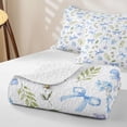 thumbnail image 4 of Erosebridal Blue Bow Flower Twin Quilt Set for Girls, Groovy Tulip Twin Coverlet Set, 2 Pieces, 4 of 7