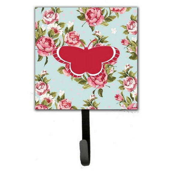 Caroline's Treasures BB1039-RS-BU-SH4 Butterfly Shabby Chic Blue Roses BB1039 Leash or Key Holder, Blue, Single Hook, multicolor