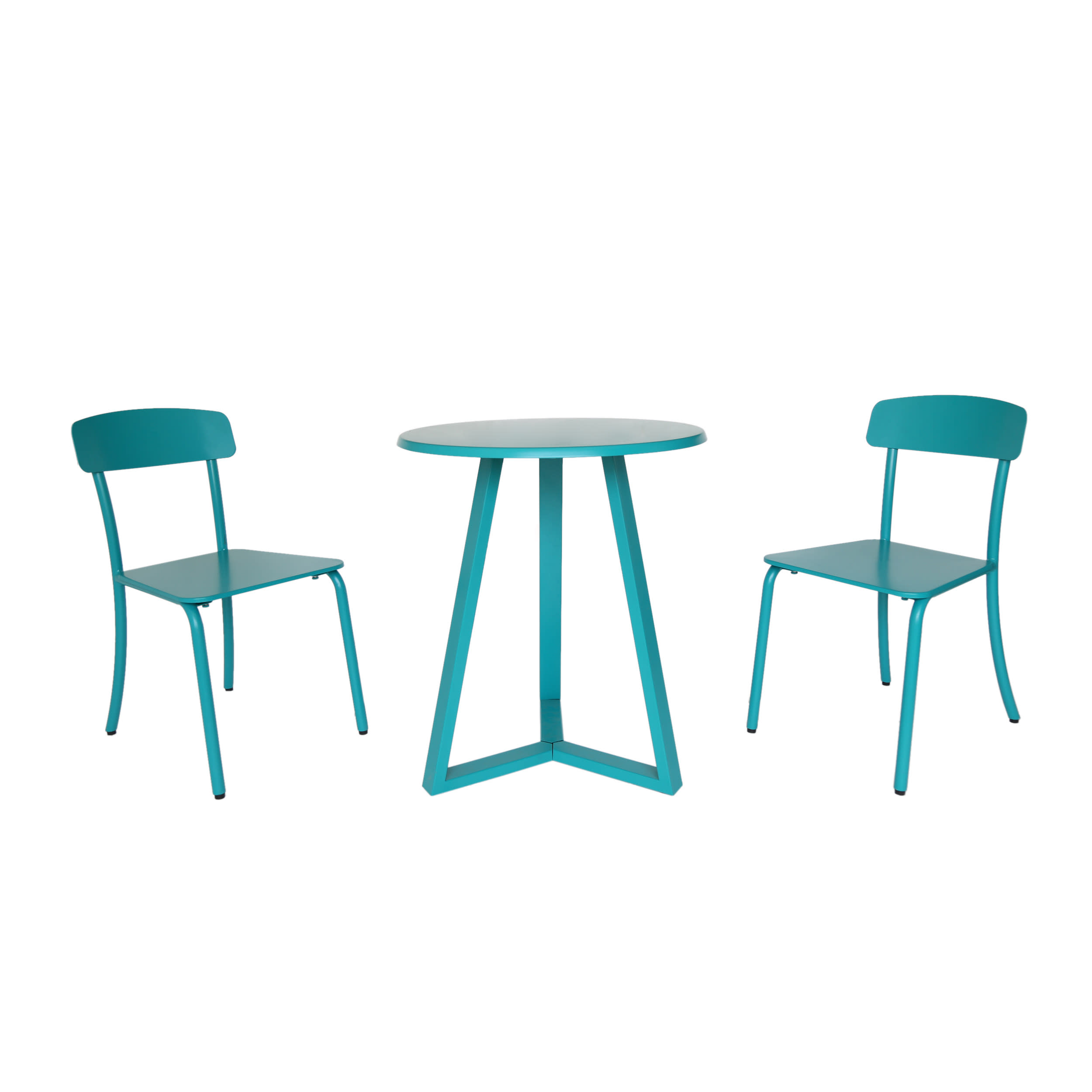 GDF Studio Pandora Outdoor Iron 3 Piece Bistro Set, Matte Teal