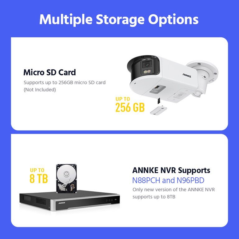 Wireless Dual Camera Security Camera - 2K HD, Indoor/Outdoor, Motion Detection, Works With SD Card