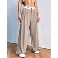 thumbnail image 6 of Women'S Wide Leg Pants Casual High Waisted Trousers Long Straight Suit Pant Khaki XS, 6 of 9