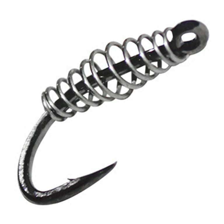 SPRING PARK 10Pcs Spring Fishing Hooks Stainless Steel Barbed