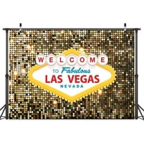 7 x 5 ft Las Vegas Night City Party Photography Backdrop Welcome to Las Vegas Casino Poker Movie Themed Photo Gold Luxury Background Portraits Birthday Party Vacation Travel Photo Booth Prop