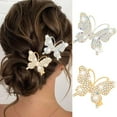 thumbnail image 1 of Pinzas para el pelo Bartosi con diseño de mariposa y brillantes diamantes de imitación, bonitas horquillas metálicas, accesorios para el cabello para mujeres y niñas (paquete de 2), 1 of 1
