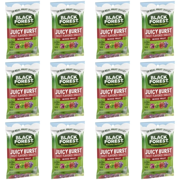 Black Forest Juicy Burst Fruit Snacks, Mixed Fruit, 2.25 Ounce Pouches (Pack of 12) bundled by SUPERDEALS with Mystery Gift