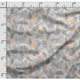 thumbnail image 2 of Soimoi Leaves Printed, Japan Crepe SatinFabric, by The Yard 54 Inch Wide, Decorative Sewing Fabric for Dresses Kimonos Gowns, Black & Gray, 2 of 5