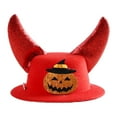 thumbnail image 1 of Gorro con cuernos para mascota de Halloween para perro y gato, decoración cómoda para fiestas, disfraz de Halloween para mascotas, fiestas temáticas Calabaza bruja roja, 1 of 8