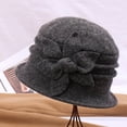 thumbnail image 2 of Wool Hats for Women Women's Winter Hats Fleece Elegants Floral Cloche Fitness Women's Hats & Caps Dark Gray, 2 of 3