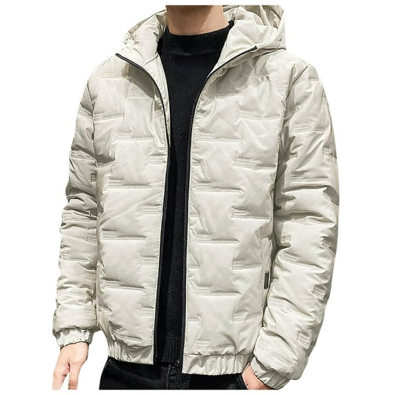 JTieacloth Men's Lightweight Jacket Men Solid Color Hooded Zipper Cardigan Business Jacket Casual Comfortable Warm And Trendy Jacket Beige