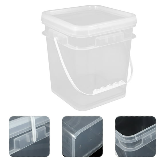 FELTECHELECTR Industrial Use Ice Bucket With Lid Square Clear Bucket Transparent Plastic Storing For DIY Projects 1Pack