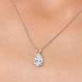 thumbnail image 3 of Gem Stone King 14K White Gold White Moissanite Pendant Necklace for Women | 1.15 Cttw | Gemstone Birthstone | Pear Shape 8X6MM | With 18 inch Chain, 3 of 7