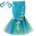 thumbnail image 2 of Falda de tul de sirena para niñas, faldas largas y esponjosas de tul con cola, disfraz de princesa sirenita de 3 a 13 años, 2 of 5