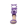 thumbnail image 6 of BLISSFUL STEP Women's Lace Up and Ankle Strap Block Heel Sandals Lavender 9, 6 of 7