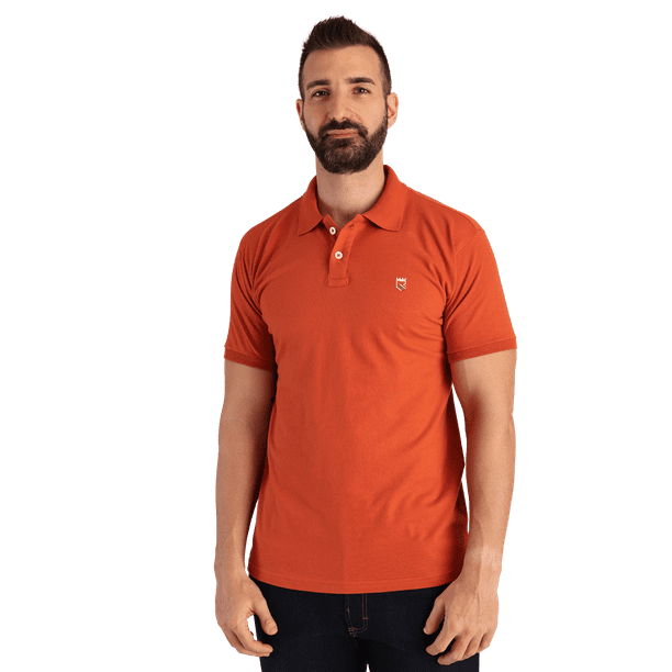 Playera Casual Tipo Polo Color Shedron Con Bordado Slim Fit Para Hombre
