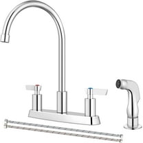Kitchen Faucet with Sprayer 2 Handle Kitchen Sink Faucets 8 Inch Centerset 3 Hole with Supply Lines Polish Chrome