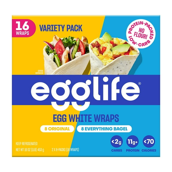 Egglife Egg White Wraps, Variety Pack, 1 oz. each, 16 ct.